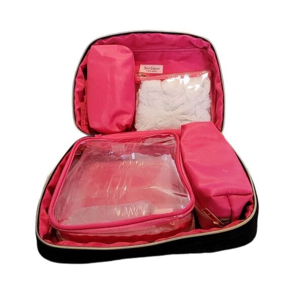 NWT~JUICY COUTURE Black & Gold Weekender~Cosmetic Travel Bag & Organizer - Picture 3 of 7